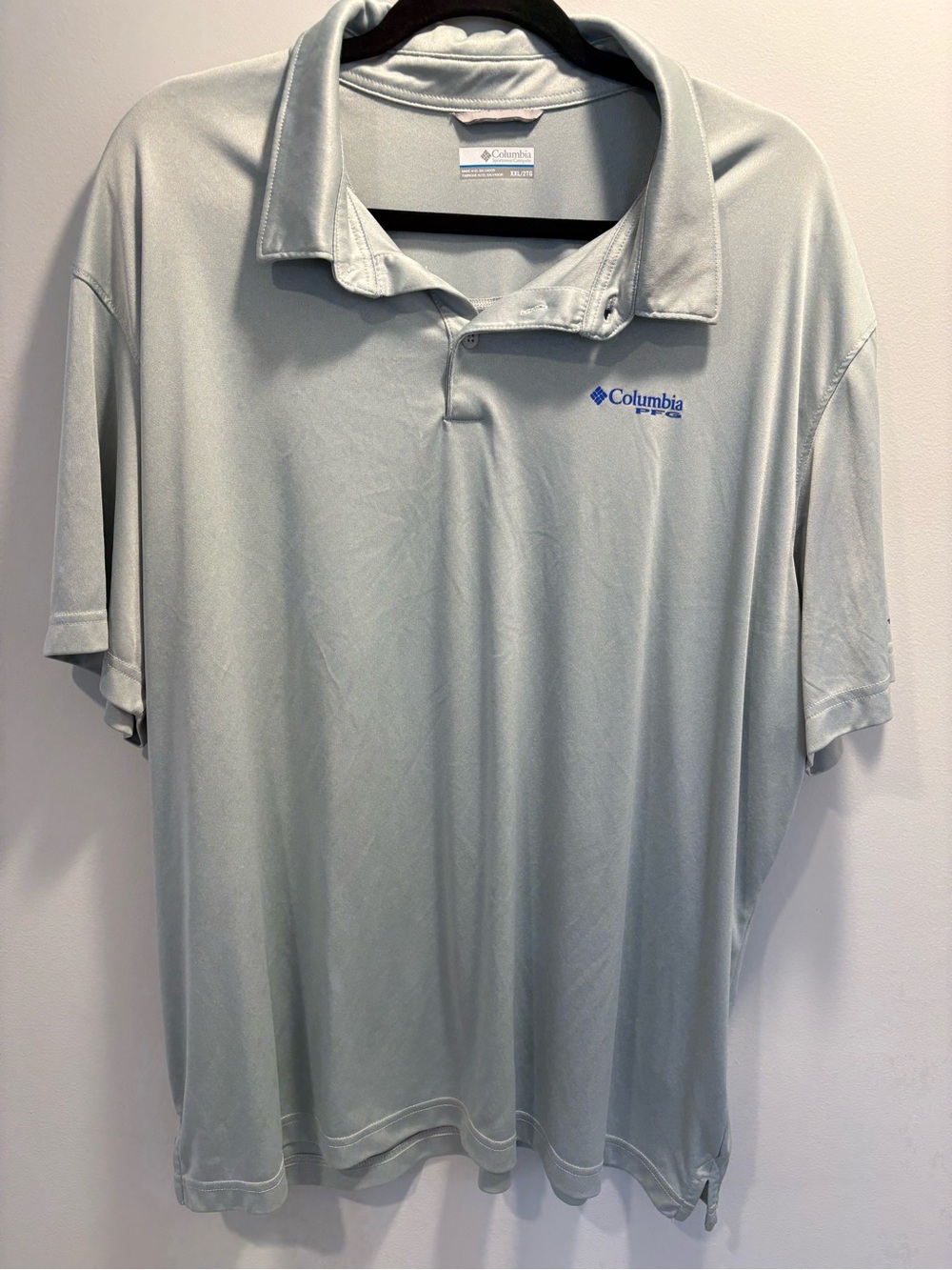 Columbia Men's Pale Gray Performance Polo with Blue Logo